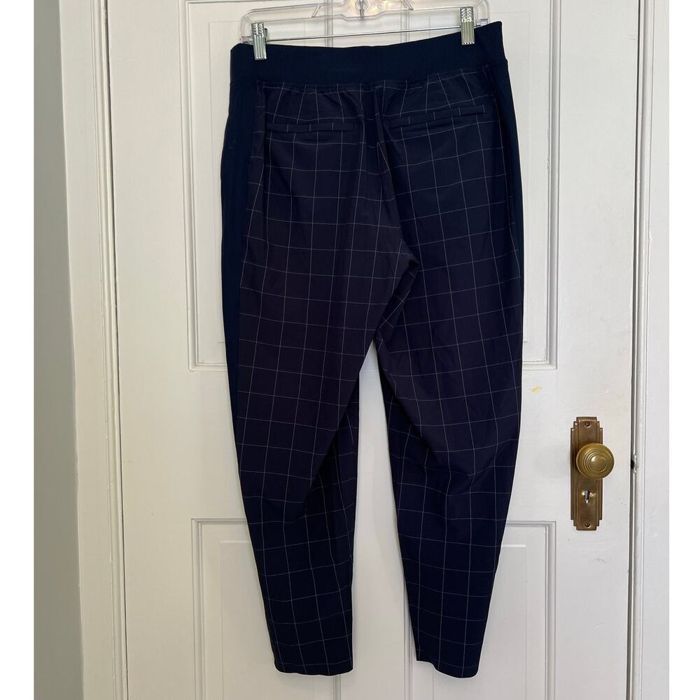 Athleta Brooklyn Textured Ankle Pant Blue WIndowpane Pattern Check Women's 8P - Picture 4 of 14